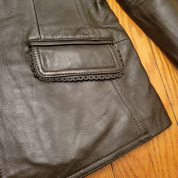 Jaclyn Smith Brown Leather Blazer Jacket 10 Coquette Cottage Granola Mob Wife - Picture 3 of 6
